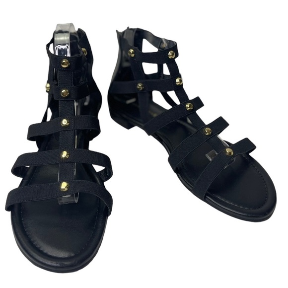 Marc Fisher Pammy Women’s Black Gladiator Sandals With Gold Studs - Picture 3 of 9